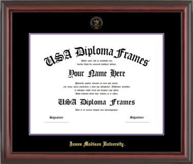 James Madison University Diploma Frame – Cherry Glossy – Black/Purple Mat