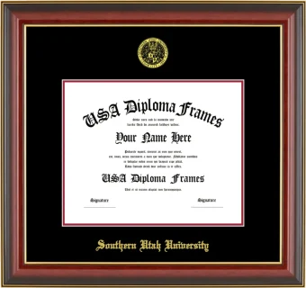 Southern Utah University Diploma Frame – Cherry Gold Trim – Black Mat