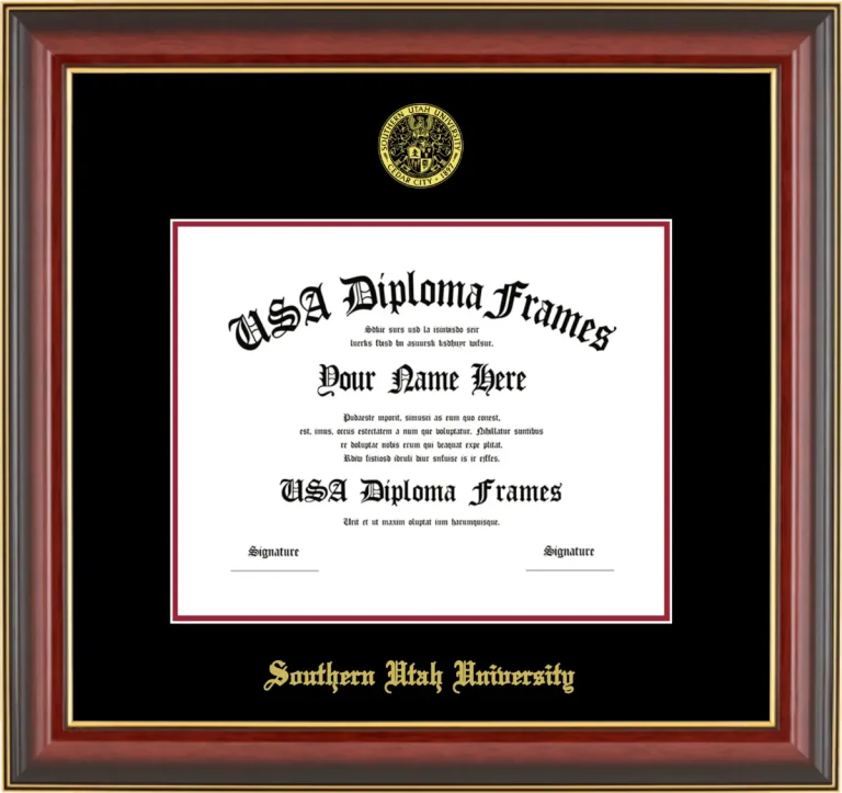 Southern Utah University Diploma Frame – Cherry Gold Trim – Black Mat