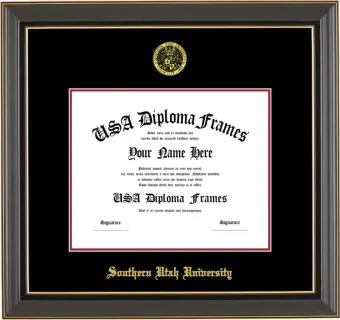 Southern Utah University Diploma Frame – Black Gold Trim – Black Mat