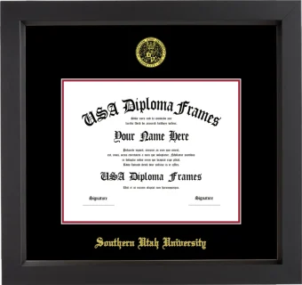 Southern Utah University Diploma Frame – Black Matte – Black/Crimson Mat