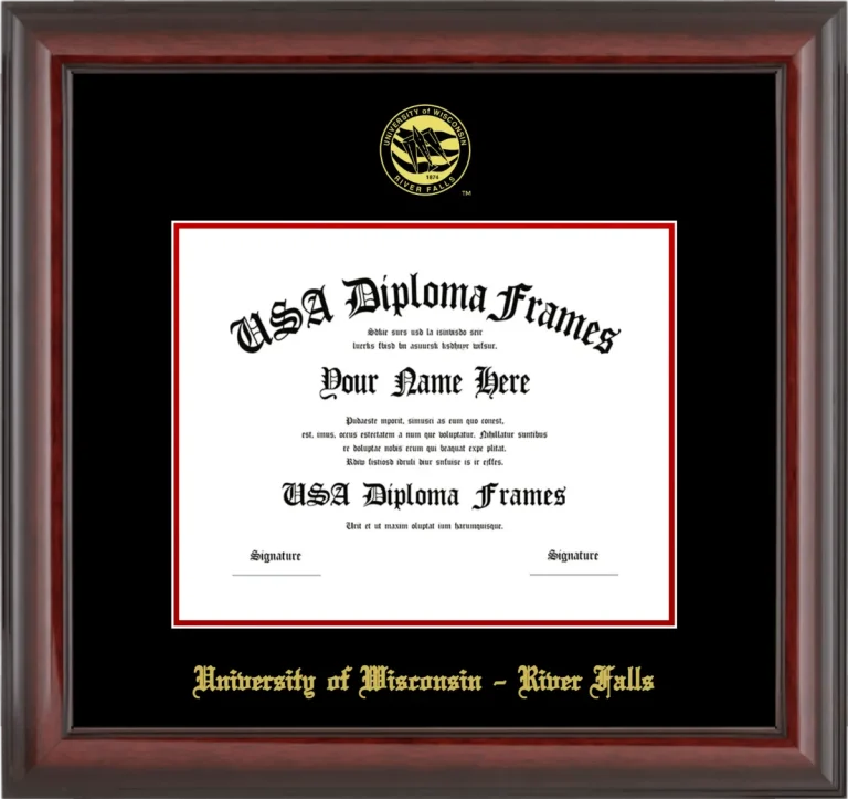 University of Wisconsin – River Falls Diploma Frame – Cherry Glossy – Black/Red Mat