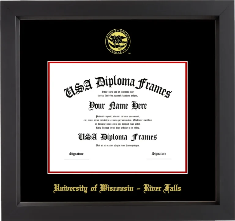 University of Wisconsin – River Falls Diploma Frame – Black Matte – Black/Red Mat