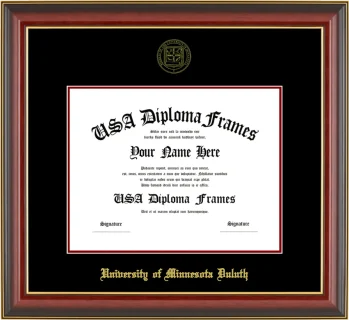 Diploma Frame – Cherry Gold Trim – Black/Maroon Mat