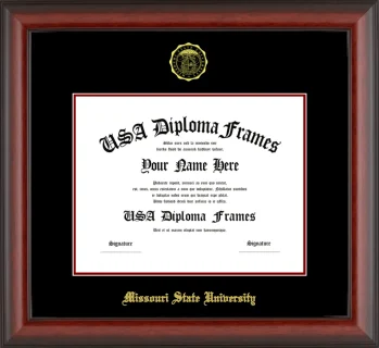 Missouri State University Diploma Frame – Cherry Matte – Black/Maroon Mat