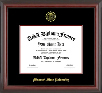 Missouri State University Diploma Frame – Cherry Glossy – Black/Maroon Mat