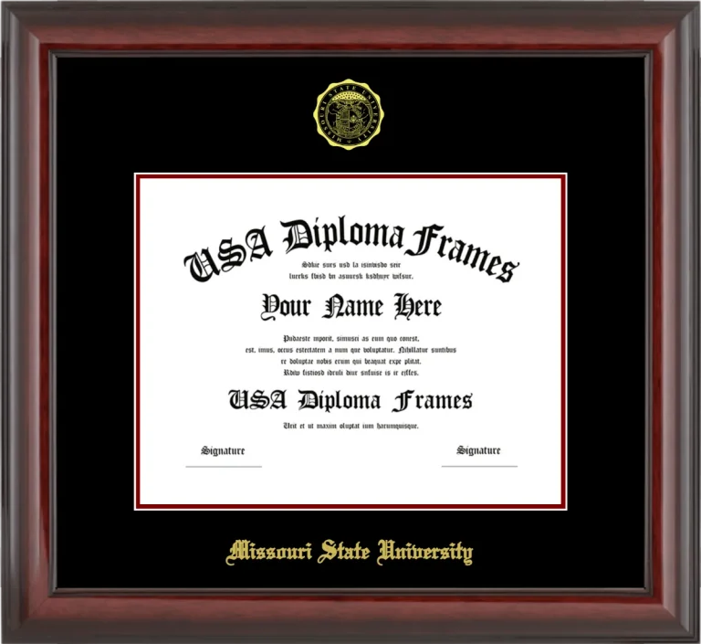 Missouri State University Diploma Frame – Cherry Glossy – Black/Maroon Mat