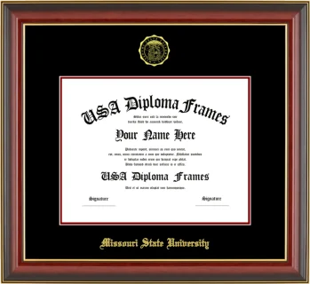 Missouri State University Diploma Frame – Cherry Gold Trim – Black/Maroon Mat