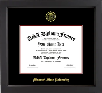 Missouri State University Diploma Frame – Black Matte – Black/Maroon Mat