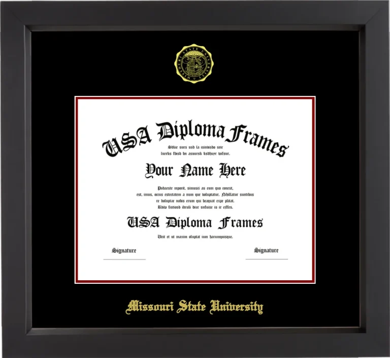 Missouri State University Diploma Frame – Black Matte – Black/Maroon Mat
