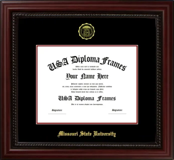 Missouri State University Diploma Frame – Cherry Rope – Black/Maroon Mat