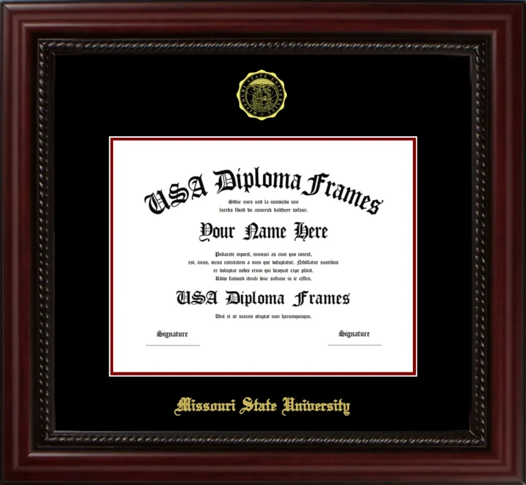 Missouri State University Diploma Frame – Cherry Rope – Black/Maroon Mat