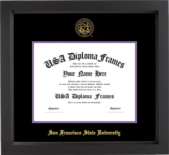 San Francisco State University Diploma Frame – Black Matte – Black/Purple Mat