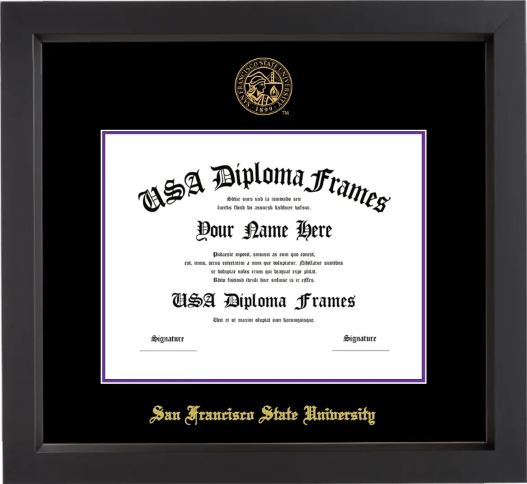 San Francisco State University Diploma Frame – Black Matte – Black/Purple Mat