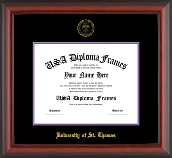 University of St. Thomas Diploma Frame – Cherry Matte – Black/Purple Mat