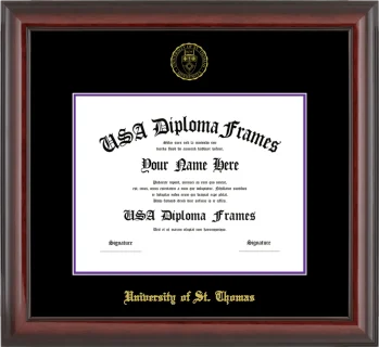 University of St. Thomas Diploma Frame – Cherry Glossy – Black/Purple Mat