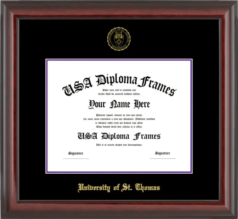 University of St. Thomas Diploma Frame – Cherry Glossy – Black/Purple Mat