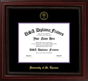 University of St. Thomas Diploma Frame – Cherry Rope – Black/Purple Mat
