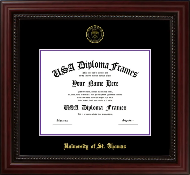 University of St. Thomas Diploma Frame – Cherry Rope – Black/Purple Mat