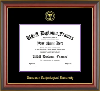 Diploma Frame – Cherry Gold Trim – Black/Purple Mat