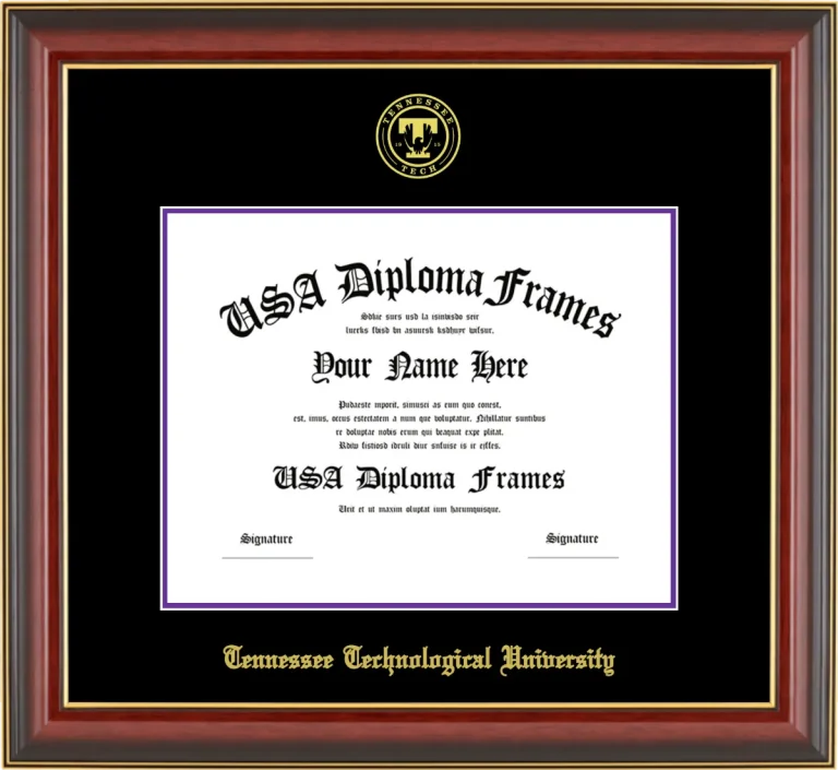 Diploma Frame – Cherry Gold Trim – Black/Purple Mat