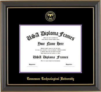 Diploma Frame – Black Gold Trim – Black/Purple Mat