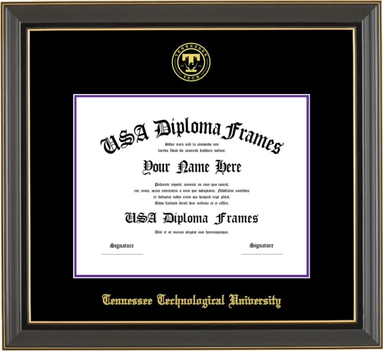 Diploma Frame – Black Gold Trim – Black/Purple Mat