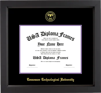 Diploma Frame – Black Matte – Black/Purple Mat - & Seal Gold