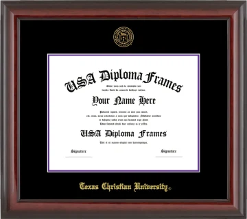 Texas Christian University Diploma Frame – Cherry Glossy – Black/Purple Mat