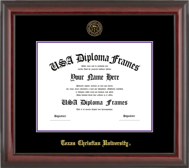 Texas Christian University Diploma Frame – Cherry Glossy – Black/Purple Mat