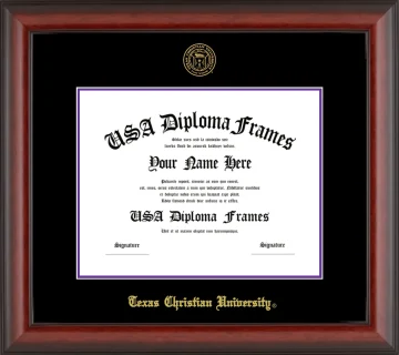 Texas Christian University Diploma Frame – Cherry Matte – Black/Purple Mat