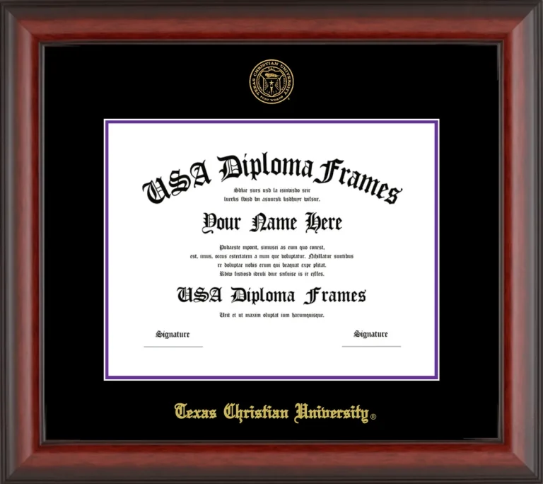 Texas Christian University Diploma Frame – Cherry Matte – Black/Purple Mat