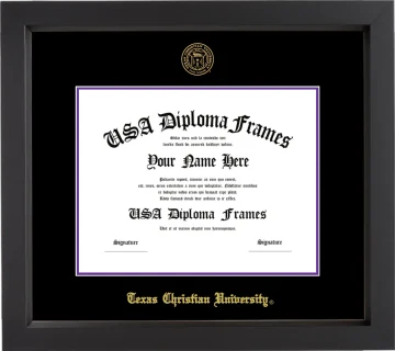 Texas Christian University Diploma Frame – Black Matte – Black/Purple Mat