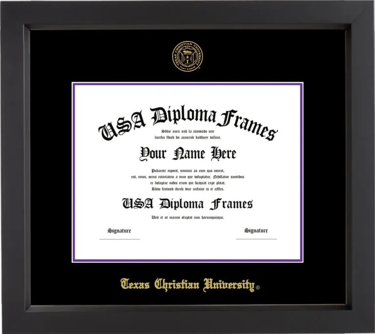 Texas Christian University Diploma Frame – Black Matte – Black/Purple Mat