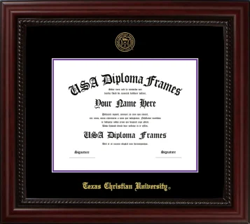 Texas Christian University Diploma Frame – Cherry Rope – Black/Purple Mat
