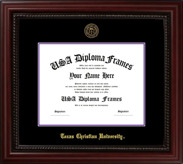 Texas Christian University Diploma Frame – Cherry Rope – Black/Purple Mat