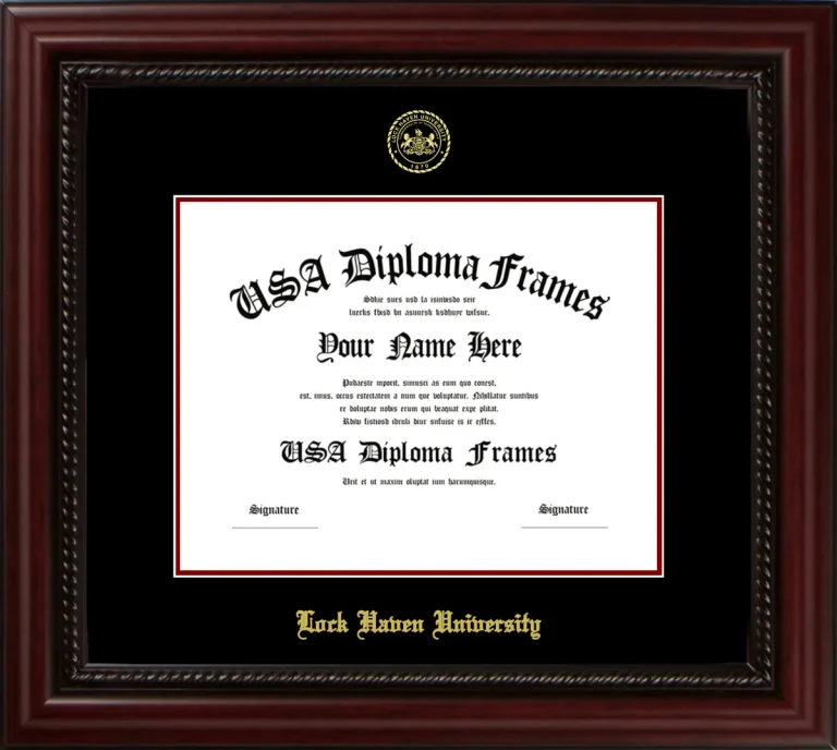 Lock Haven University of Pennsylvania Diploma Frame – Cherry Rope – Black/Maroon Mat