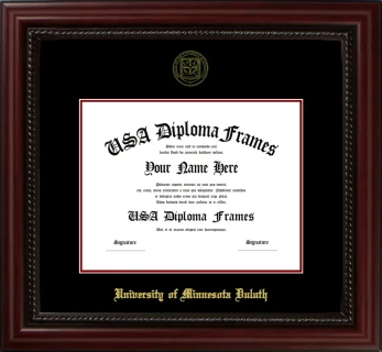 University of Minnesota Duluth Diploma Frame – Cherry Rope – Black/Maroon Mat
